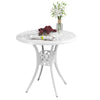 30-inch Round Patio Dining Table with Umbrella Hole Cast Aluminium Outdoor Bistro Table, White