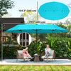 15' Outdoor Patio Umbrella with Twin Canopy Sunshade Steel Table Umbrella w/ Lift Crank, Cross base, Sandbag, Light Blue