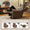 Power Recliner Chair, Fabric Upholstered Recliner Chair with USB Ports, Swivel and Rocking Function, Footrest, Espresso