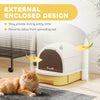 Cat Litter Box with Lid, Front Door Flap, Scoop, Handle, Easy Clean, for Small and Medium Cats, Yellow
