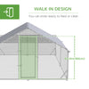 Chicken Run, 23' x 6.6' Metal Chicken Coop with Waterproof and Anti-UV Cover, Spire Roof, Door, for 12-14 Chickens, Ducks, Rabbits, Sliver