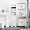Tall Bathroom Storage Cabinet, Freestanding Tower Cabinet with Adjustable Shelf, 3 Open Shelves, White