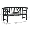 Wooden Outdoor Bench, 3 Person Patio Garden Bench with Diamond Pattern Backrest, Slatted Seat, 792 LBS Capacity, Black