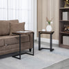 Nesting End Tables Set of 3, Industrial C-Shaped Snack Side Table with Steel Frame for Sofa Couch, Bed, Living Room, Rustic Brown