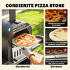 Outdoor Wood Fired Pizza Oven with Side Shelves and Open Cabinet, Pizza Maker on Wheels with Thermometer, Stone, Peel