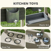 Kids Sandbox with Cover Kitchen Playset Toys, Wooden Sand Box with Seat, Storage, for 3-7 Years Old, Grey