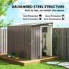 5x7 Garden Shed, Lean-to Metal Storage with Foundation, Sliding Door & 2 Vents for Garden Tools, Light Grey