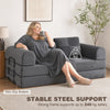 5-in-1 Convertible Sofa Bed, L-Shaped Loveseat Reversible Sleeper Sofa with 2 Pillows, Dark Grey
