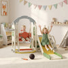 Qaba 5-in-1 Toddler Slide and Swing Set with Adjustable Swing Seat, Climber and Basketball Hoop for Indoor Outdoor, Cream