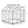 Greenhouse Garden, Green House, Outdoor Greenhouse Kit, PC Board with Sliding Door, 6.2' x 6.3' x 6.6', Silver
