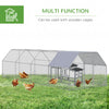 Chicken Run Outdoor, Galvanized Large Metal Chicken Coop Cage, Walk-in Enclosure Poultry Hen Run House Playpen Rabbit Hutch with Flat Roof, Cover, 9.2'x24.9'x6.5',Silver