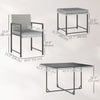 9 Pieces Wicker Patio Dining Set with 4 Armchairs, 4 Stools, Tempered Glass Top, Removable Cushions, Light Grey