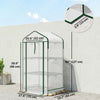 Mini Greenhouse with Screen Roof, Portable Small Greenhouse with Roll-Up Zipper Door, 27.6