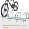 Soozier 4-Bike Bicycle Floor Parking Rack Cycling Storage Stand Garage Organizer for Indoor and Outdoor Use, Silver