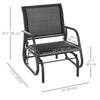 Patio Glider Outdoor Glider Chair with Breathable Mesh Seat & Backrest, Armrests and Metal Frame, Black