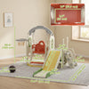 Qaba 5-in-1 Toddler Slide and Swing Set with Adjustable Swing Seat, Climber and Basketball Hoop for Indoor Outdoor, Cream