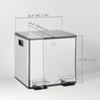 Dual Garbage Bin, Soft-Close Trash Can with Foot Pedal, 2 x 15 Liter Garbage Can with Removable Inner Buckets, Silver