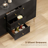 Buffet Cabinet, Modern Sideboard with 3 Soft-Close Drawers and 2 Adjustable Shelves for Living Room, Kitchen, Black