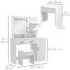 Illuminated Dressing Table Set, LED Vanity Table Set with Stool, LED Mirror, Drawer and Cabinet Shelves for Bedroom