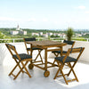 5 Pieces Wood Patio Dining Set, Wheeled Patio Table and Folding Chairs with Cushions for Garden Backyard Poolside, Teak
