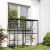 Weld Wire Catio Outdoor Indoor with Waterproof Cover, 4 Jumping Platforms, Hammock, 69