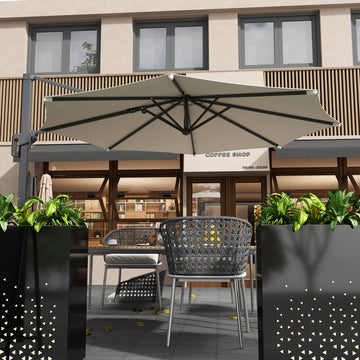 10' Offset Patio Umbrella Cantilever Umbrella with Aluminium Pole 360° Rotation and Tilt Adjustment, White