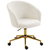 Office Chair, Teddy Fleece Upholstered Vanity Desk Chair, Cream White