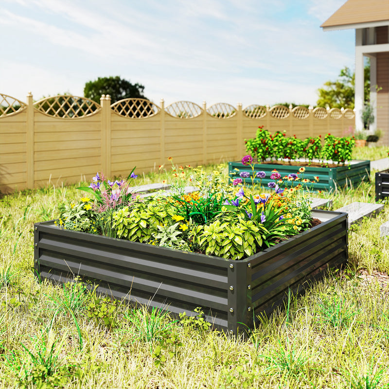 Raised Garden Bed Galvanized Steel Planter Box for Vegetables, Flowers, Herbs, Black