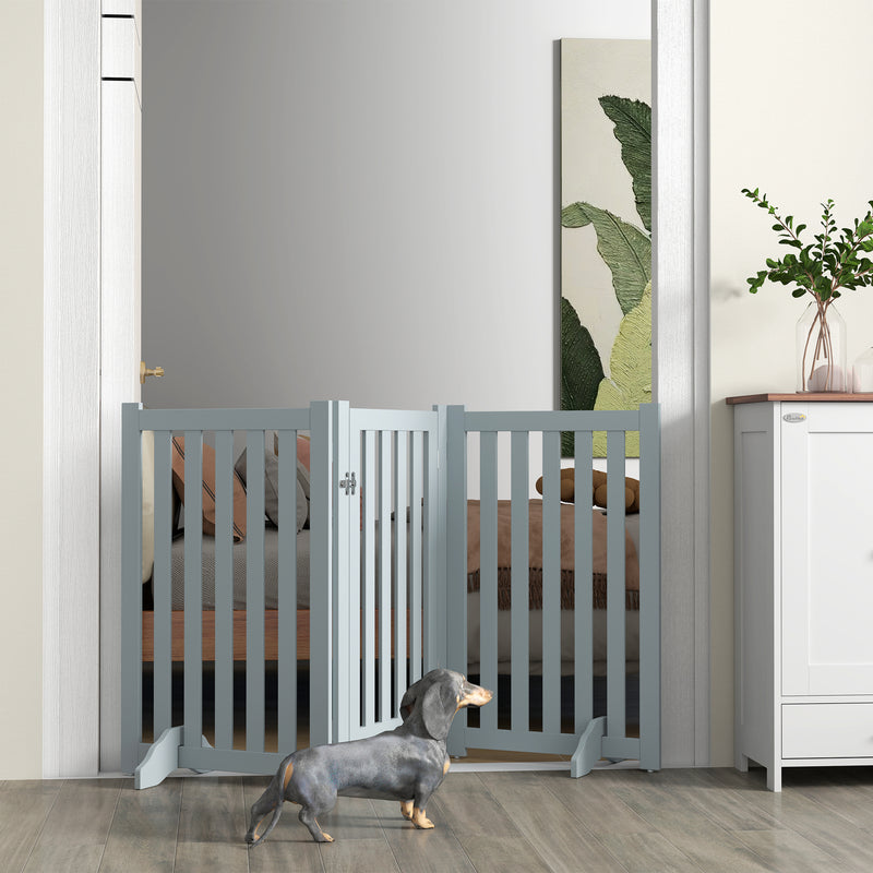 3-Panel Foldable Dog Gate with Feet for Medium Dogs and Below, Grey