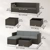 3 Pieces Patio Furniture Set with Cushions, Outdoor PE Rattan Wicker Conversation Corner Sofa Set with Glass Top Table