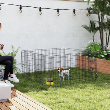 8 Panels Foldable Dog Playpen with Bottom Pad & Top Cover, 24