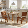 Set of 2 Kitchen Chairs, Button Tufted PU Leather Upholstered Dining Chairs with Rubberwood Legs for Dining Room, Brown