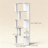 5-Tier Geometric Bookshelf, S Shaped Bookcase, Modern Freestanding Display Shelf Unit for Home Office, White