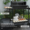 Charcoal Barbecue Grill with Adjustable Grill Height, Portable BBQ Trolley with Ash Catcher and Wheels, Black