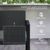 2 Seater Outdoor Bench, Rattan Garden Bench Loveseat with Cushion, Armrests, Steel Frame for Patio, Porch, Light Grey