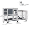 Wooden Rabbit Hutch Elevated Pet House Bunny Cage Small Animal Habitat with Slide-out Tray Lockable Door Openable Top for Indoor 58