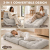 3-in-1 Folding Sofa Bed, Convertible Sleeper Chair Bed with Thick Cushion, Pillows, Beige Grey