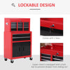 6-Drawer Rolling Tool Chest, 2 in 1 Lockable Storage Cabinet with Hooks, Metal Tool Box for Garage, Workshop