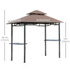 8' x 5' BBQ Grill Gazebo Tent with Double Tiered Canopy for Outdoor Sun Shade, Coffee