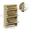 Shoe Storage Cabinet Organizer for 18 Pairs of Shoes with 3 Flip Drawers and Adjustable Shelves, Dark Walnut