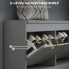 Shoe Storage with Seat, Upholstered Hallway Bench, Shoe Bench with 2 Flip Drawers and 4 Vents for 8 Pairs of Shoes