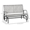2 Seater Wicker Outdoor Glider Bench, Patio Swing Garden Bench, Garden Loveseat Rocking Chair, w/ Extra Wide Seat, Curved Backrest for Backyard, Poolside, Lawn, Mixed Grey