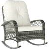 Rattan Rocking Chair, Outdoor Wicker Patio Rocker Chair Furniture with Thick Cushions, for Garden Backyard Porch, Khaki