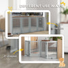 4 Panel Free Standing Wooden Pet Gate with Open Door Light Grey
