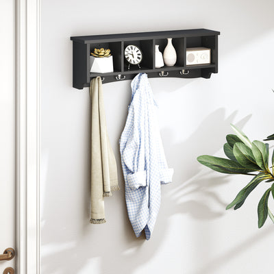 Coat Rack Wall Mount with Shelf, 28