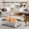 XL Stainless Steel Cat Litter Box, Kitty Litter Box with Flip Cover, Pedal, Deodorizer, for Big Cats