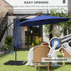 9.6ft Offset Patio Umbrella Garden Hanging Parasol Banana Cantilever Umbrella with Base, Crank, Blue