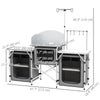 Aluminum Camping Kitchen, Portable Folding Camping Table with Fabric Cupboards, Windshield, Bag for BBQ, Picnic, Grey