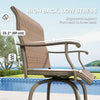 Outdoor Bar Stools Set of 2, Swivel Bar Height Chairs with High Back, Curved Armrests and Steel Frame for Balcony