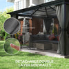10' x 12' Hardtop Gazebo Canopy with Polycarbonate Roof, Aluminum Frame, Netting, Curtains and Ceiling Hook, Charcoal Grey